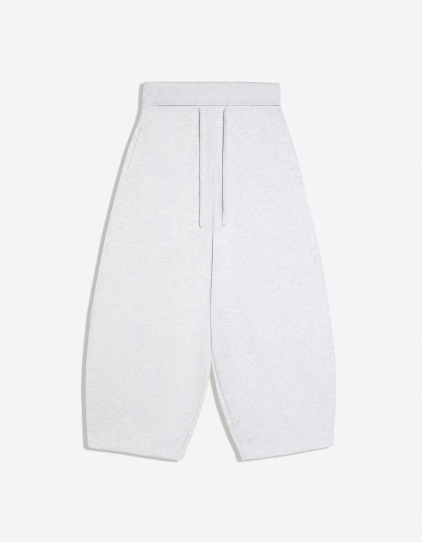 waist folded baggy pants in heather grey