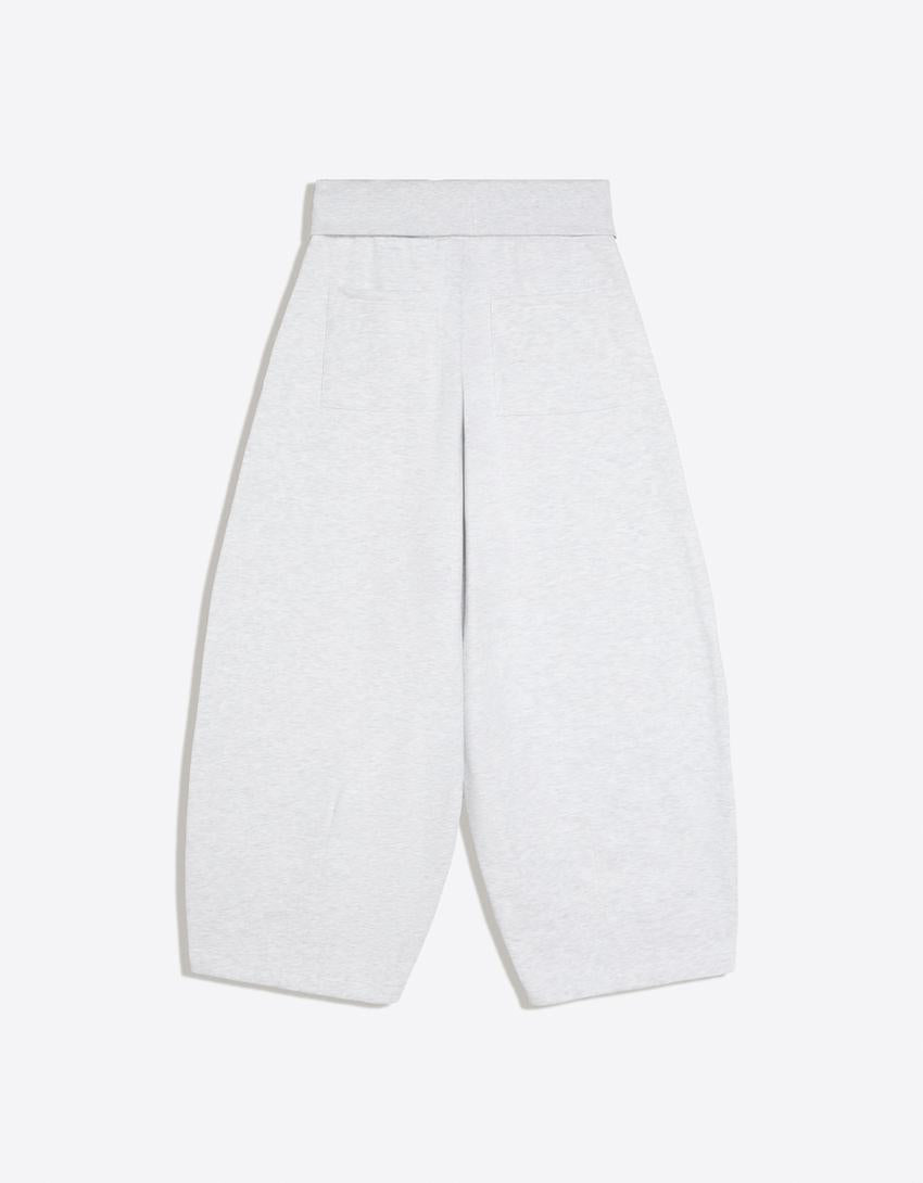 waist folded baggy pants in heather grey